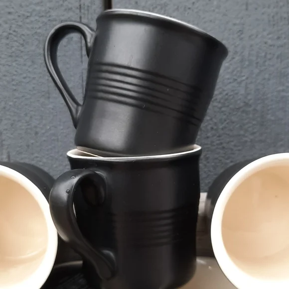 Set of 8 Matte Black Mann Stoneware 4oz. Espresso Cups - Picture 4 of 7